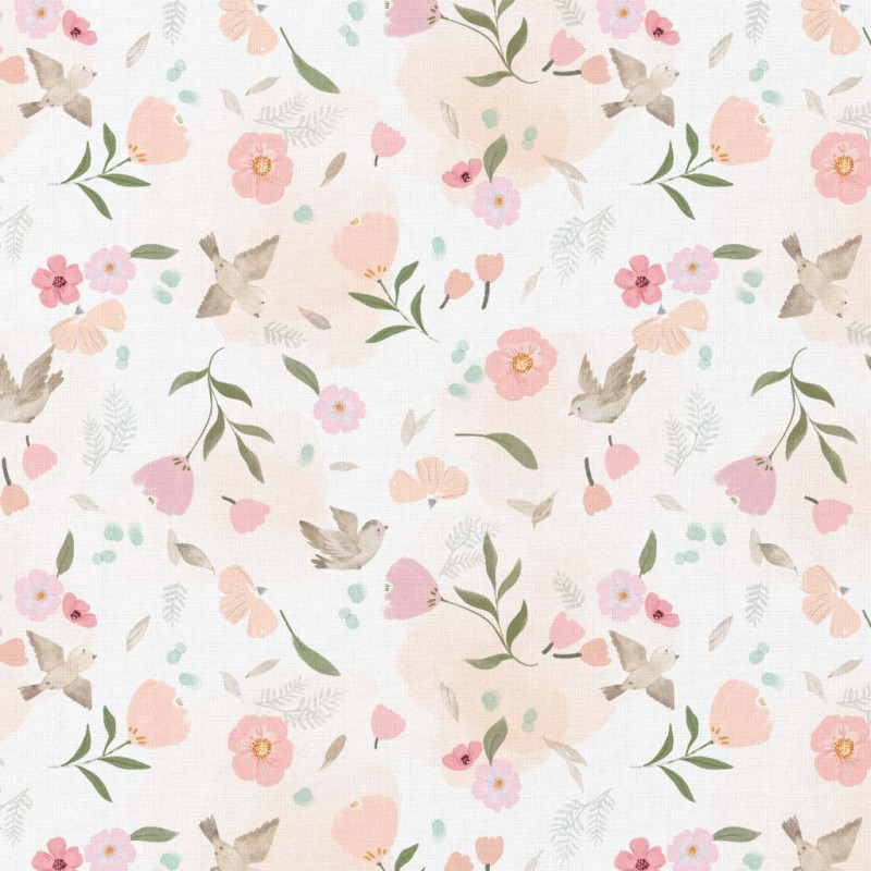 Printed Cotton PRETTY2 White / Pink